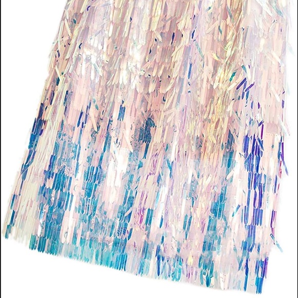 New Pink Tassel Sequins Midi Skirt - Picture 4 of 5